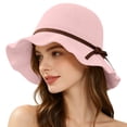 thumbnail image 1 of Fewfanhot Women Wide Floppy Brim Sun Hat, UPF Windproof Chin Strap Bucket Hat with Braided Bow Decor for Summer Beach Travel, 1 of 7