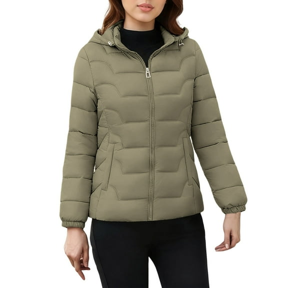 Fewfanhot Women Winter Clothes Quilted Jacket Lightweight Padding Coat with Pockets, Regular