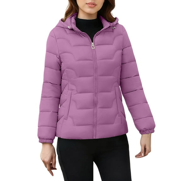 Fewfanhot Women Winter Clothes Quilted Jacket Lightweight Padding Coat with Pockets, Regular