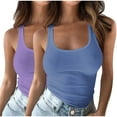 thumbnail image 1 of Fewfanhot Women's 2-Pack Ribbed Knit Racerback Tank Tops, Square Neck Sleeveless Casual Summer Blouse, Slim Fit Layering Cami, S-3XL, 1 of 4