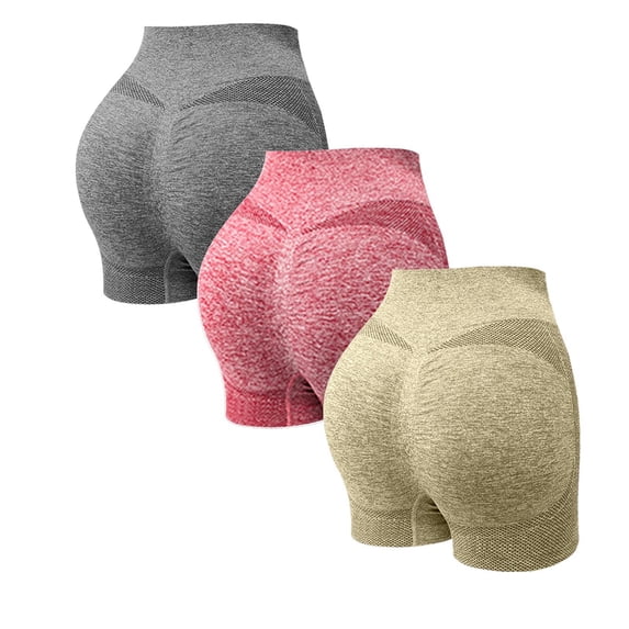 Fewfanhot Women's 3-Pack High Waist Butt-Lifter Biker Shorts, Seamless Compression Fitness Athletic Workout Shorts, S-2XL