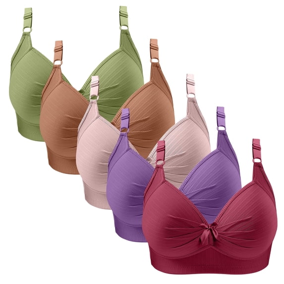 Fewfanhot Women's 5PC Classic Bras, Solid Color Design with Adjustable Comfort Fit for Everyday Wear