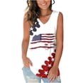 thumbnail image 1 of Fewfanhot Women's American Flag Tank Top, USA Star & Stripes Print V-Neck Sleeveless Blouse, Fourth of July Patriotic Casual Cami Tops, S-3XL, 1 of 6