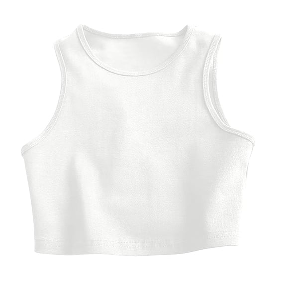 Fewfanhot Women's Basic Crew Neck Cropped Tank Top, Sleeveless Casual Summer Blouse, Slim Fit Ribbed Cami, Neutral Colors, S-3XL