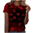 thumbnail image 1 of Fewfanhot Women's Canada Day Maple Leaf Print T-Shirt, Crew Neck Patriotic Short Sleeve Tee, Casual Summer Loose Fit Top, S-3XL, 1 of 5