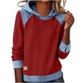 thumbnail image 1 of Fewfanhot Women's Clothing Cute Color Block Hoodie Casual Long sleeve Pullover Sweatshirt, 1 of 5