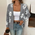 thumbnail image 1 of Fewfanhot Women's Clothing Floral Print Button Down Cardigan V Neck Drop Shoulder Knit Outerwear, 1 of 9