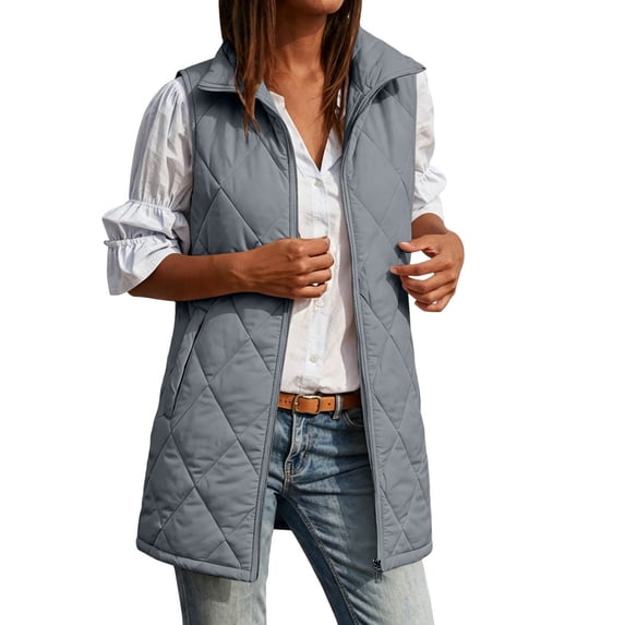 Fewfanhot Women's Clothing Lightweight Vest Packable Quilted Sleeveless High Collar Lightweight