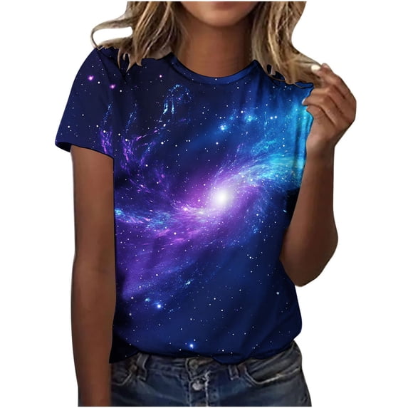 Fewfanhot Women's Clothing Novelty Shirts 3D Print Graphic Short Sleeve Shirts for Women