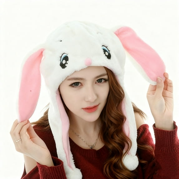 Fewfanhot Women's Cute Knit Animal-Decor Beanie Hat Cozy Soft Fleece Lined Warm Cap Solid Color Adorable Headwear