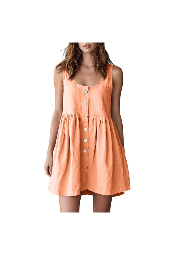 Women's Dresses Summer Dresses Sleeveless Square Neck Mini Dress Open Back Casual Babydoll Sundress