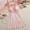 thumbnail image 1 of Fewfanhot Women's Elegant Deep V Lace Nightdress - Embroidered Design with Adjustable Shoulder Straps, Suspender Skirt, 1 of 7