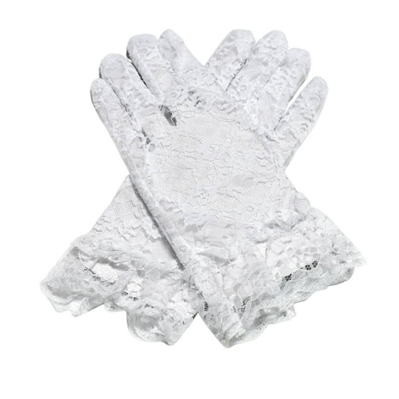Fewfanhot Women's Elegant Gloves with Lace Trim Design, Formal Casual Breathable Wear for Wedding Party Daily Office Cold Weather