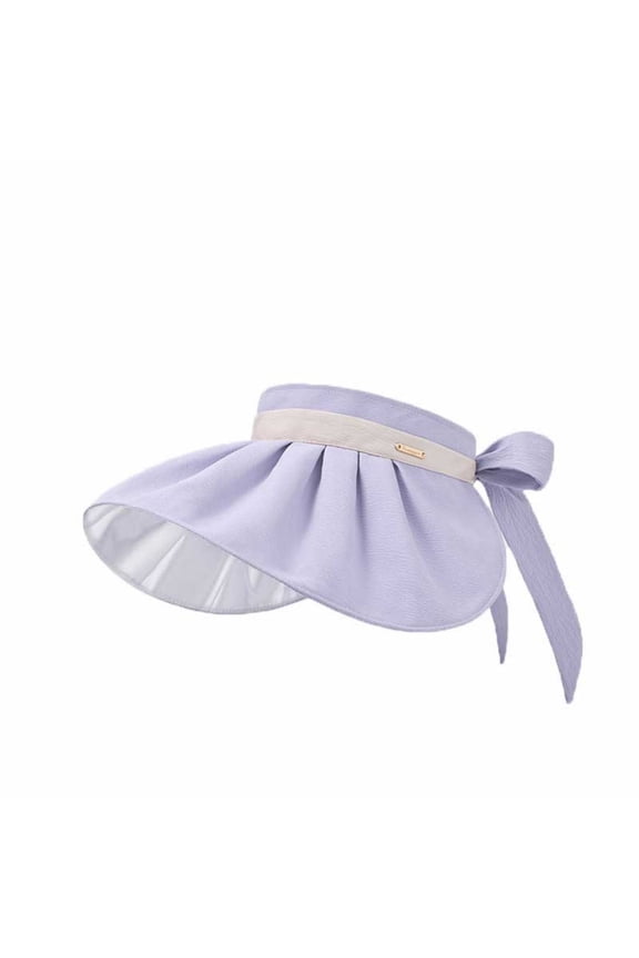 Women's Elegant Wide Brim Sun Visor Hat with Contrast Satin Band & Bow Tie Lightweight Sun Protection for Wedding, Party, Summer Casual Wear