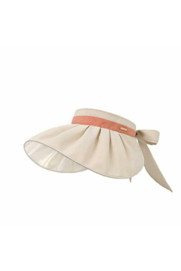 Women's Elegant Wide Brim Sun Visor Hat with Contrast Satin Band & Bow Tie Lightweight Sun Protection for Wedding, Party, Summer Casual Wear
