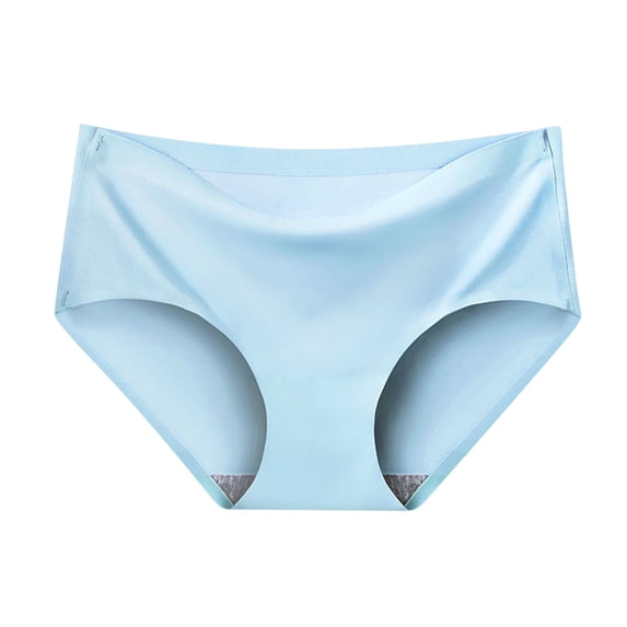 Fewfanhot Women's Essentials Quick-Dry Ice Silk Seamless Briefs, Cotton Crotch Mid-Waisted Summer Thin Lace Trim Tri-Cut Underwear Soft Stretchy Panties for Women
