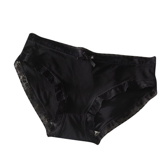 Fewfanhot Women's Essentials Quick-Dry Ice Silk Seamless Briefs, Cotton Crotch Mid-Waisted Summer Thin Lace Trim Tri-Cut Underwear Soft Stretchy Panties for Women