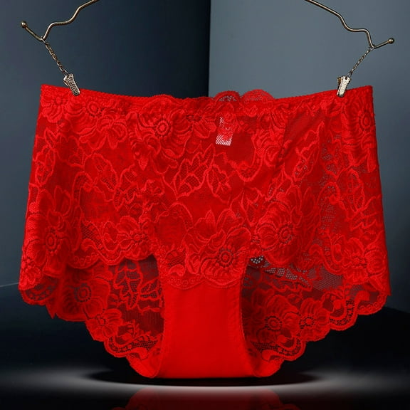 Fewfanhot Women's EveryDay Lace Underwear - Mid-Rise Breathable Hip-Lifting Seamless Large Size Solid Color Panties