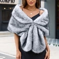 thumbnail image 1 of Fewfanhot Women's Faux-Fur Bridal Shawl Wrap with Elegant Design for Wedding Ceremonies and Formal Party, 1 of 9