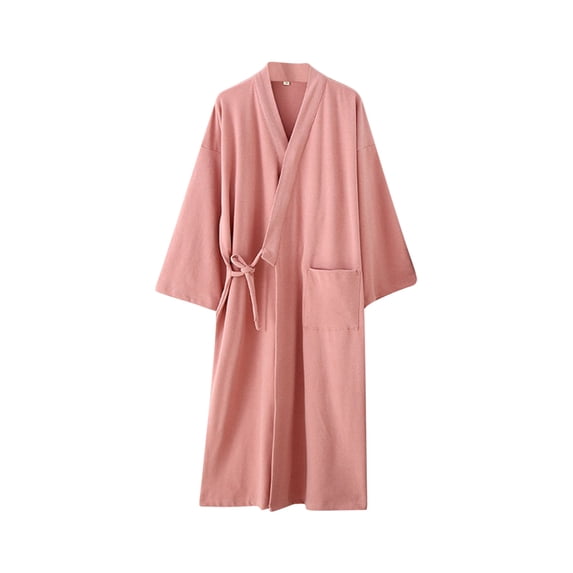 Fewfanhot Women's Flannel Nightgowns Knee-Length Robe V-Neck Bath Robe for Casual Home Lounging, Daily Wear Pajama