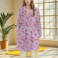thumbnail image 1 of Fewfanhot Women's Flannel Robe Heart-Pattern Print Turn-Down Collar Nightgowns, Long Sleeve Knee-Length Bathrobe Pajama, 1 of 3