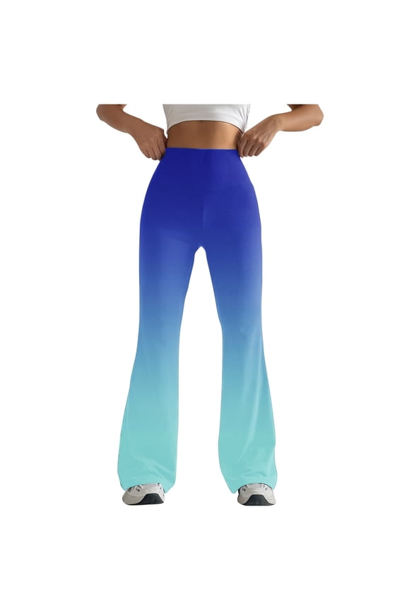 Women's Flared Pants High-Waisted Gradient Color, Stretchy Soft Bell Bottoms, Casual Wide Leg Yoga Pants for Daily Wear & All Seasons