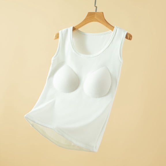 Fewfanhot Women's Fleece Lined Sleeveless Top Round Neck Thermal Undershirt for Cold Weather and Base Layer Comfort