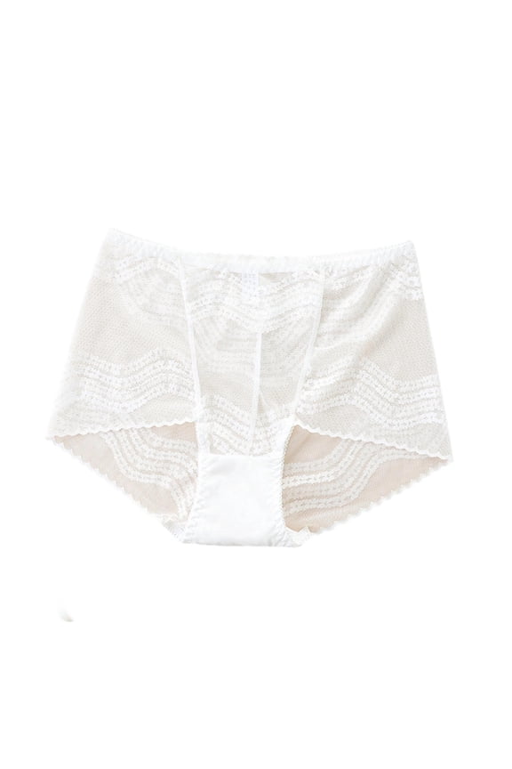 Women's French Mesh Lace Breathable Underwear Low Waist Cropped Hip Lifting Briefs Daily Underpant,Plus Size Available
