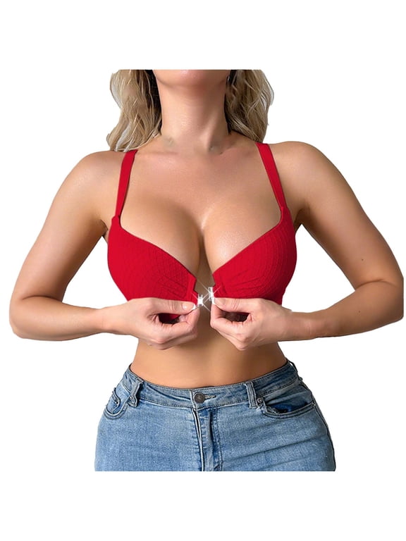Women's Front Closure Bra, Wireless Comfort Bra with Adjustable Straps, Easy Hook&Eye Bra for Nursing Maternity Everyday Wear, Post Surgery Comfort Bra
