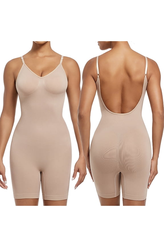Fewfanhot Women's Full Body Shapewear Bodysuit - Seamless Tummy Control One-Piece with Adjustable Straps for Everyday Wear (Plus Size Available)