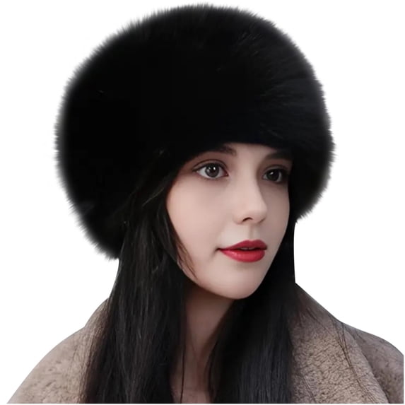 Fewfanhot Women's Fuzzy Wide Brim Faux Fur Bucket Hat Fluffy Winter Warm Ladie's Unique Wide Brim Fisherman Cap