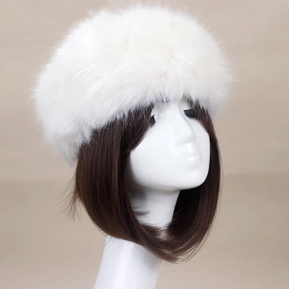 Fewfanhot Women's Hat, Hollow Top, Hood Cover, Brimless Hat Imitation Fur, Thickened Hat, Warm Hat Ring
