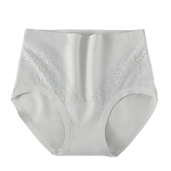 Fewfanhot Women's High Waist Floral Lace Patchwork Briefs, Breathable Mesh Side Panels Soft Cotton Comfort Underwear for Daily Wear, Plus Size XL-6XL