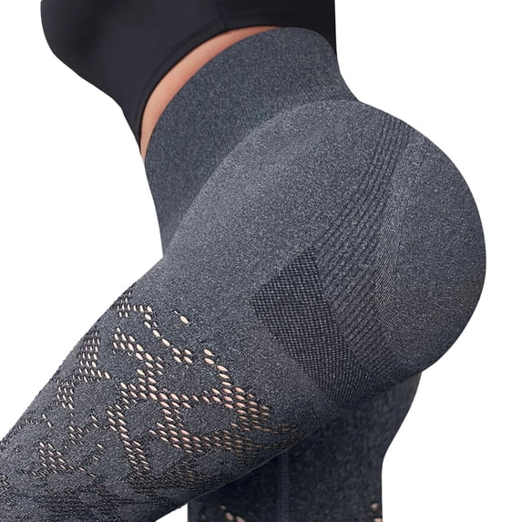 Fewfanhot Women's High Waist Lace Mesh Panel Yoga Leggings, Butt Lifting Seamless Workout Running Pants, Multi Colors Available, S-3XL