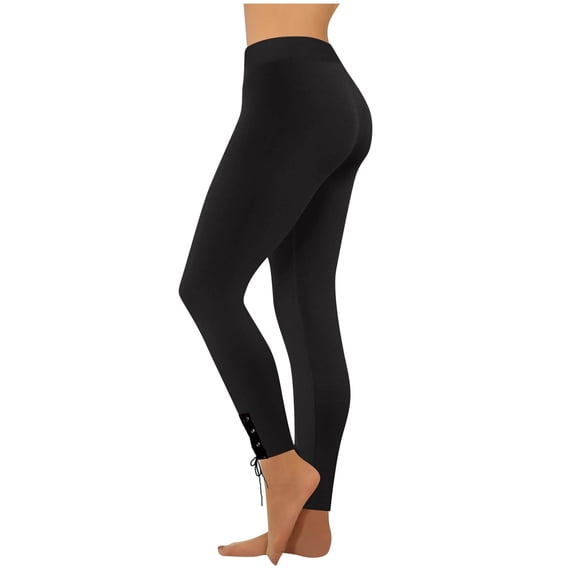 Fewfanhot Women's High Waist Lace-Up Ankle Leggings, Stretchy Full Length Tights with Lace Detail, Fashion Casual Pants, XS-4XL (Multicolor)