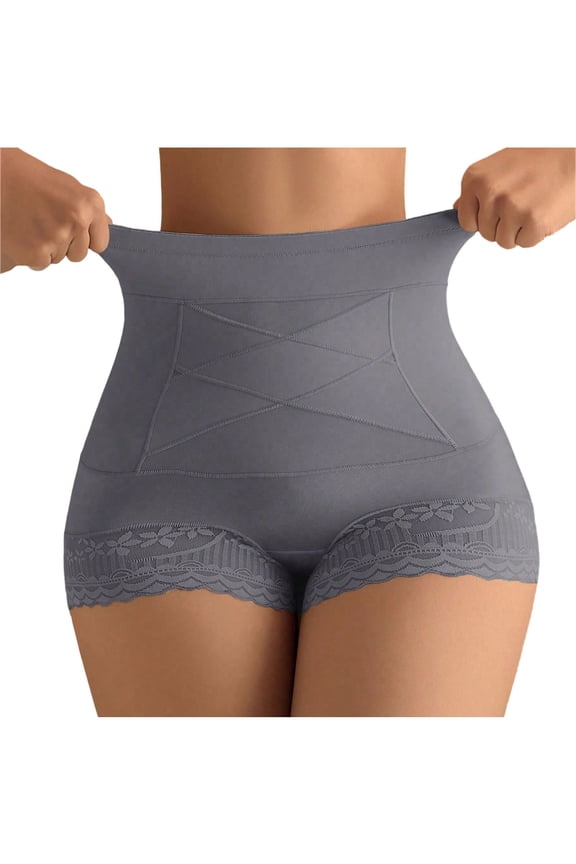 Women's High Waist Tummy Control Shapewear Shorts, Lace Trim Compression BodyShaper Seamless Mid-Thigh Shaper Underwear, S-3XL