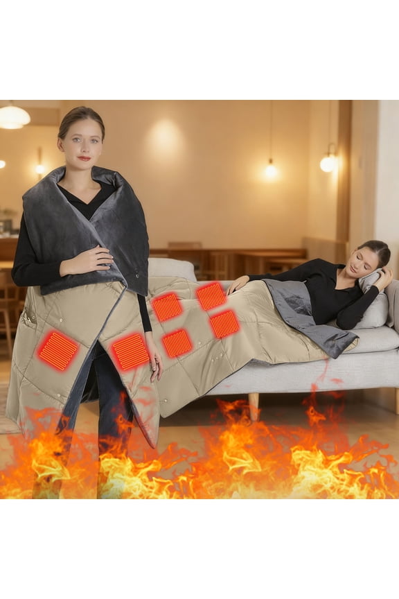Women's Intelligent Heating Shawl Blanket with Dual Purpose Design, Heated Robe Poncho Blanket for Adult Winter Warmth Christmas Gifts