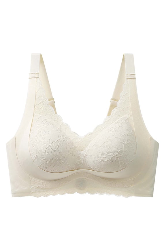 Women's Lace Comfort Bra - Sling Seamless Bra with Removable Pads for Everyday Wear and Special Outfits
