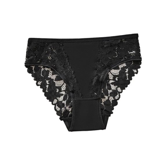 Fewfanhot Women's Lace Hollow-Out Bikini Panties, Breathable Solid Color Triangle Briefs Comfortable Cotton Crotch Underwear for Daily & Lingerie Wear