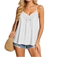 thumbnail image 1 of Fewfanhot Women's Lace Trim V-Neck Camisole Tank Top, Spaghetti Strap Casual Summer Flowy Blouse, Sleeveless Loose Fit Cami, S-3XL, 1 of 7
