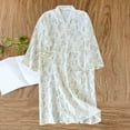 thumbnail image 1 of Fewfanhot Women's Light-Colored Short Sleeve Bathrobe Nightgown with Floral Pattern Classic Collar Design for Casual Morning Wear, 1 of 3