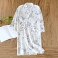 thumbnail image 1 of Fewfanhot Women's Light-Colored Short Sleeve Bathrobe Nightgown with Floral Pattern Classic Collar Design for Casual Morning Wear, 1 of 3