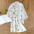 thumbnail image 1 of Fewfanhot Women's Light-Colored Short Sleeve Bathrobe Nightgown with Floral Pattern Classic Collar Design for Casual Morning Wear, 1 of 3