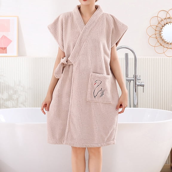 Fewfanhot Women's Lightweight Short Sleeve Flannel Hooded Robe, A Versatile Layering Piece for Comfort Evenings Home Wear