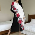 thumbnail image 1 of Fewfanhot Women's Long Flannel Robe Floral Printed Knee Length Zipper Bedroom Lounging Bathrobes Cozy Sleepwear Comfort Housecoat, 1 of 9