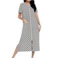 thumbnail image 1 of Fewfanhot Women's Long Robe with Zipper Knit Cardigan Housecoat Soft Bathrobe with Pockets, Cozy Full-Length Loungewear Dress, 1 of 7