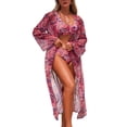 thumbnail image 1 of Fewfanhot Women's Long Sleeve Bikini Set Cover-Up Two-Piece SheerMesh Swimwear Printed Bathing Suit Beach Vacation Swimsuit, 1 of 9