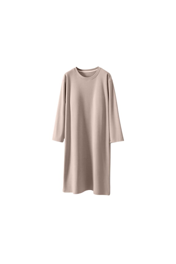 Women's Long Sleeve Nightgown with Built-in Bra, Soft Flannel Thermal Sleep Dress, Cozy Loungewear