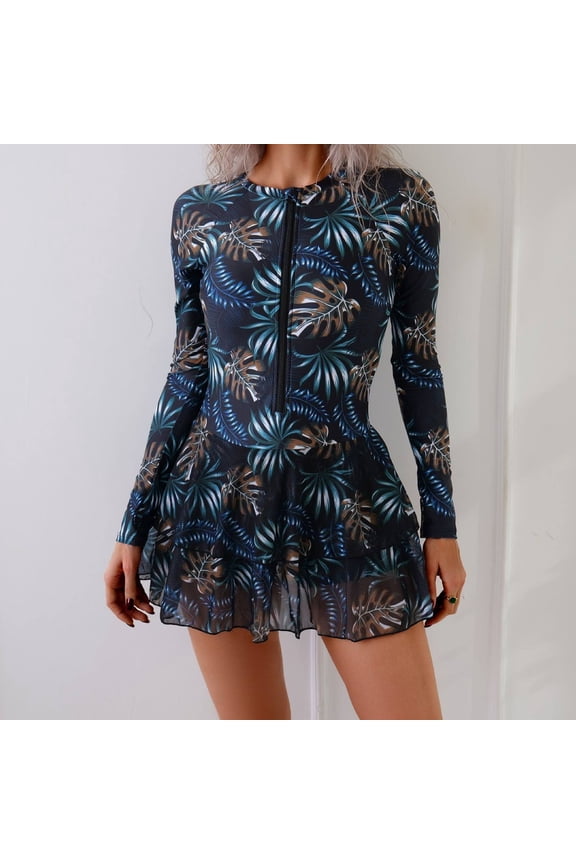 Women's Long Sleeve Surfing Suit & Shorts Wetsuit Padded Wire-Free One-Piece Swimwear UV-Protective Swimsuit