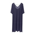 thumbnail image 1 of Fewfanhot Women's Long V-Neck Modal Nightgown, Silky Soft Sleep Dress, Solid Color Long Sleeve Lounge Wear, 1 of 5
